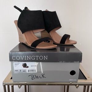 Black Wide Strap Wedge